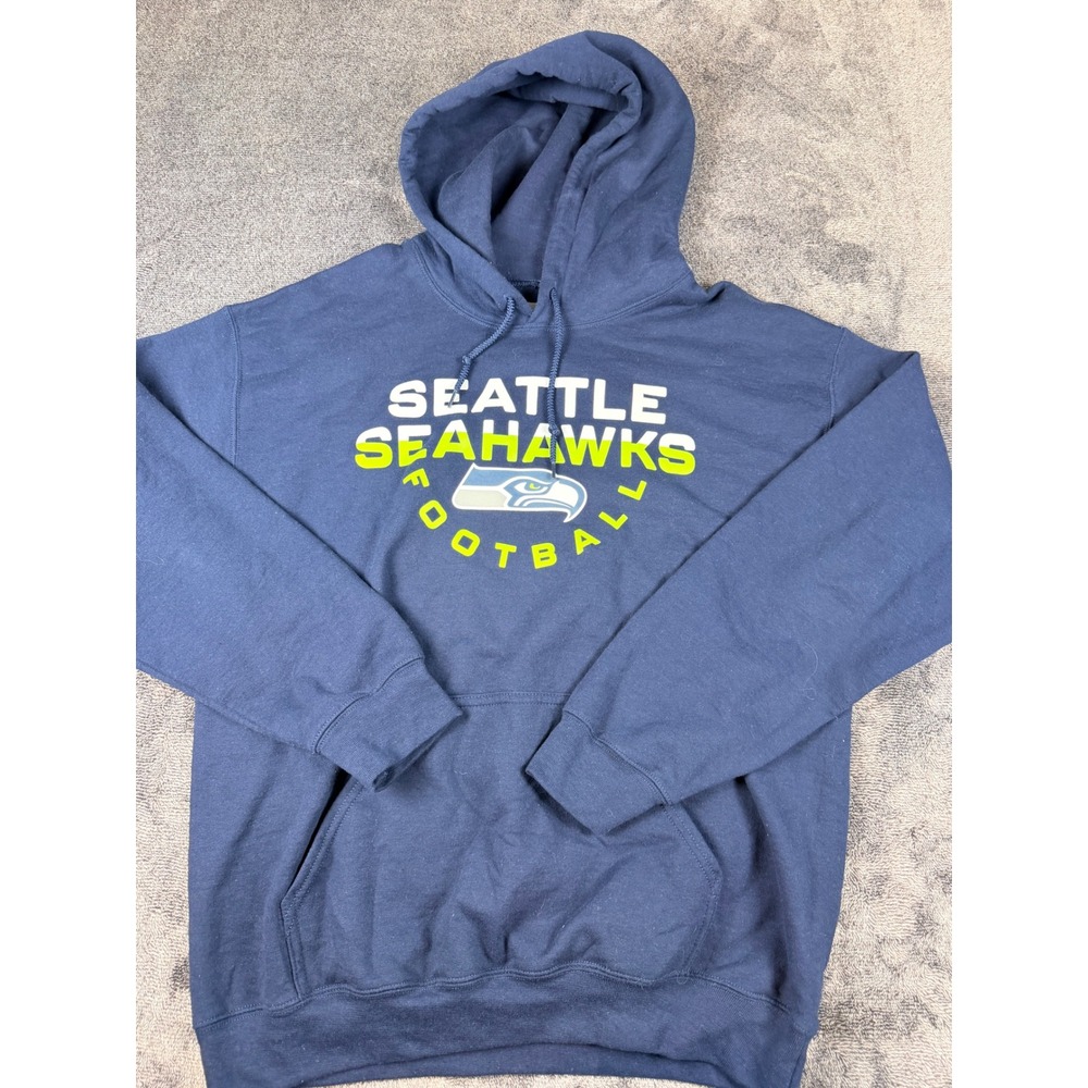 NFL Team Apparel Seattle Seahawks Football Hoodie Navy Blue Mens Medium